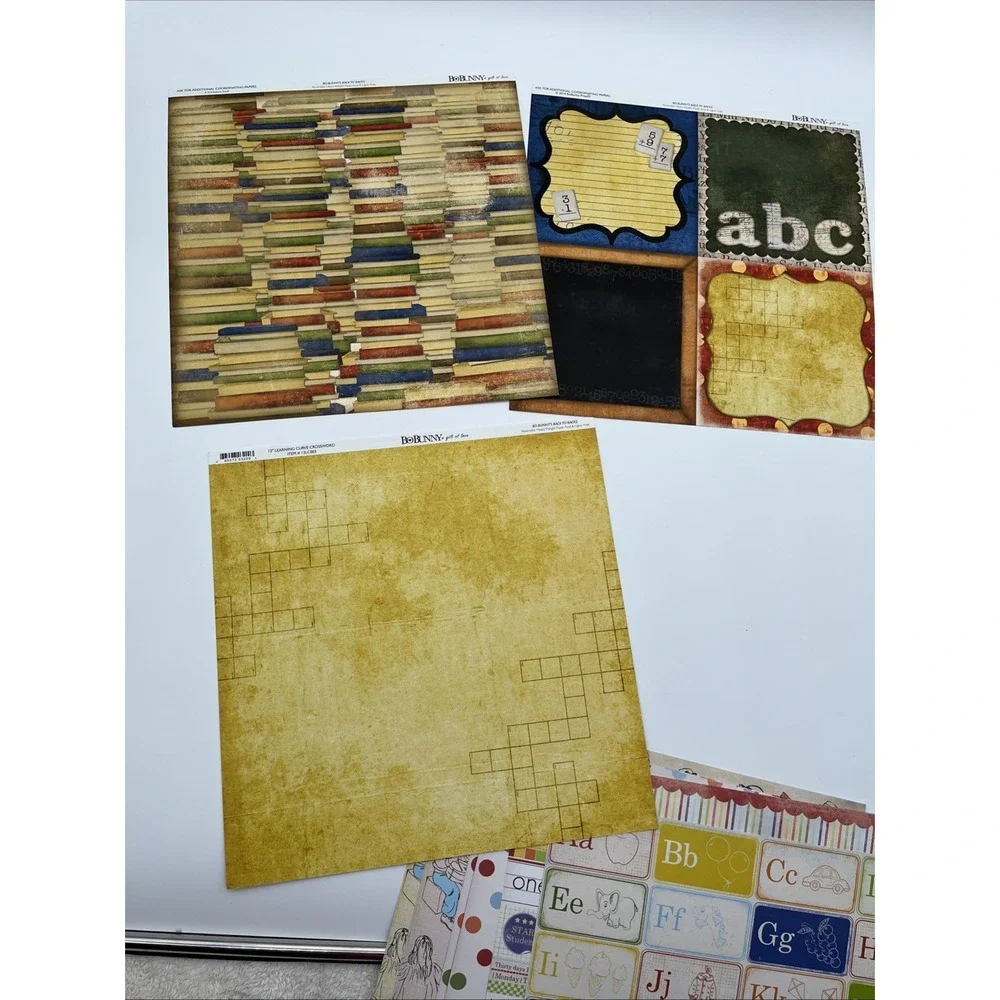Graphic 45 DCWV Scrapbook Paper Lot 12x12 School‎ Vintage Bo Bunny